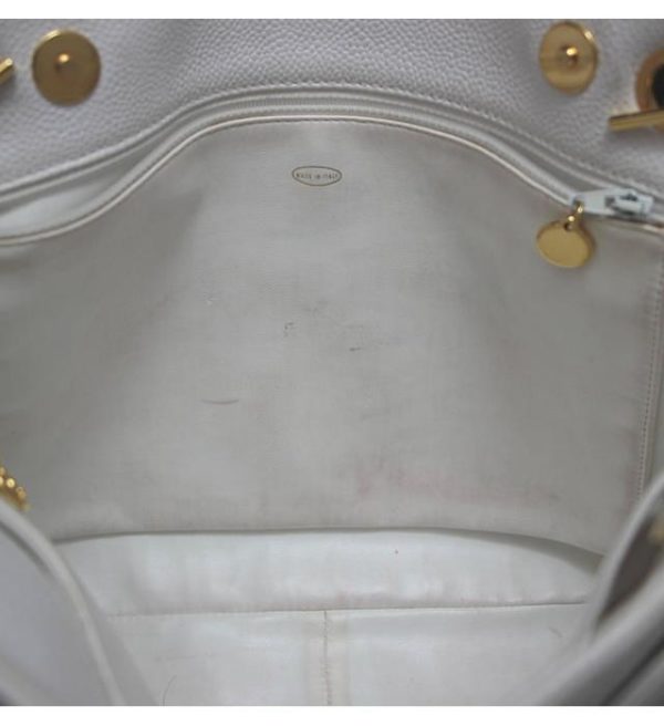 057391 08 Chanel Dekakoko Mark Chain Shoulder Tote Bag Caviar White