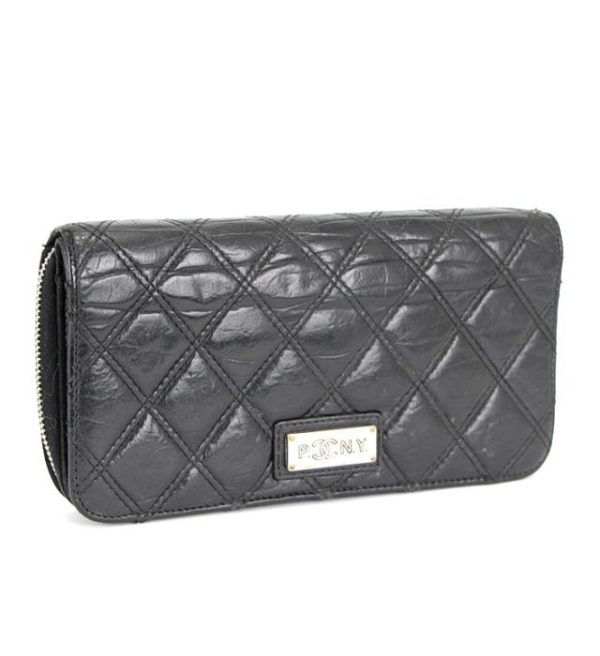 059018 00 1 Chanel Matelasse Round Fastener Long Wallet Lamb Black