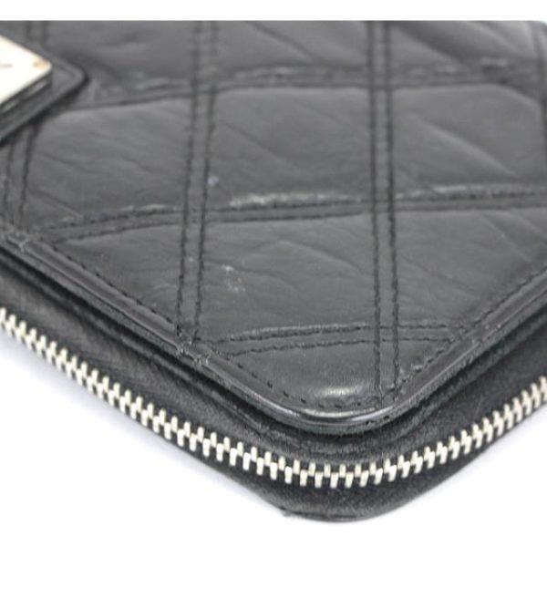 059018 07 Chanel Matelasse Round Fastener Long Wallet Lamb Black