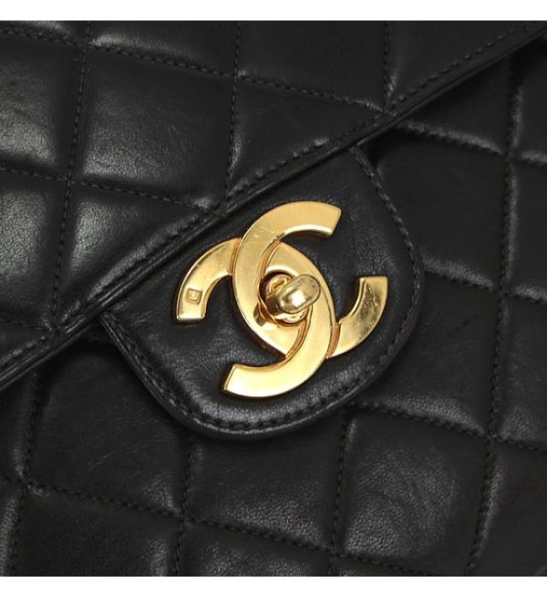 059078 04 Chanel Matelasse 30 Chain Shoulder Bag Lambskin Black