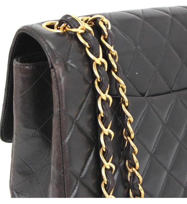 059078 06 Chanel Matelasse 30 Chain Shoulder Bag Lambskin Black