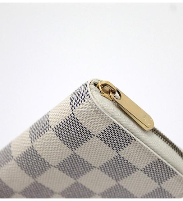 059835 02 Louis Vuitton Zippy Coin Purse Case Damier Azur White