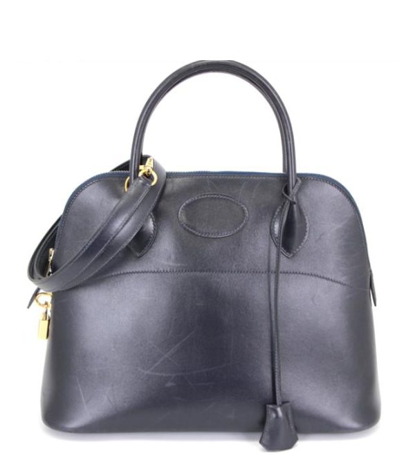 059986 00 1 Hermes Bolide 31 2way Hand Shoulder Bag Navy Boxcalf B Engraved