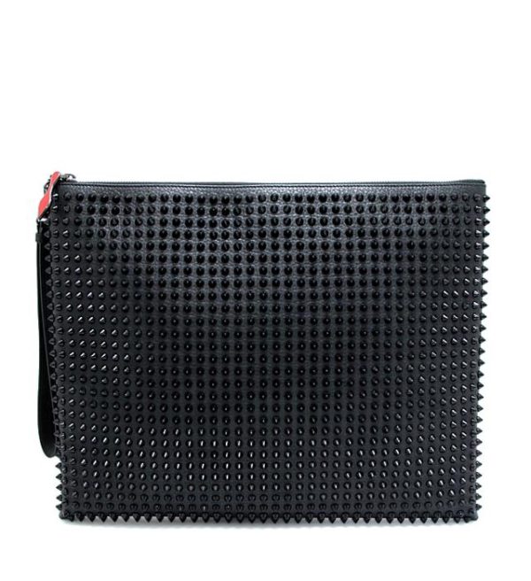 060259 00 1 Christian Louboutin Spike Studs Clutch Bag Leather Black