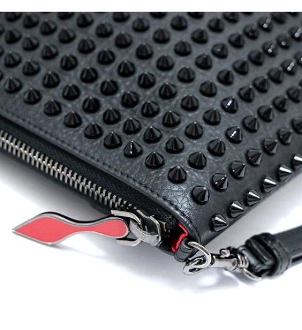 060259 02 Christian Louboutin Spike Studs Clutch Bag Leather Black