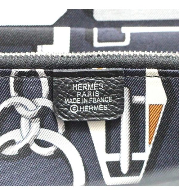 060522 06 Hermes Azap Round Zipper Long Wallet Epson Black T Engraved