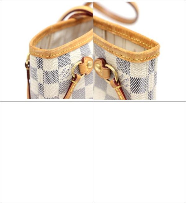 060764 08 Louis Vuitton Damier Azur Neverfull PM Tote Bag White