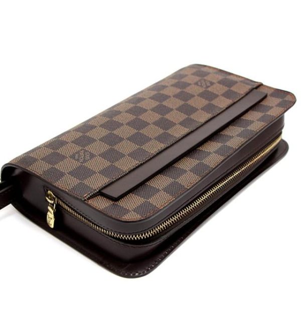 061333 02 Louis Vuitton Damier Saint Louis Clutch Bag Brown