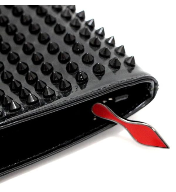 061482 02 Christian Louboutin Clutch Bag Patent Black Spike Studs