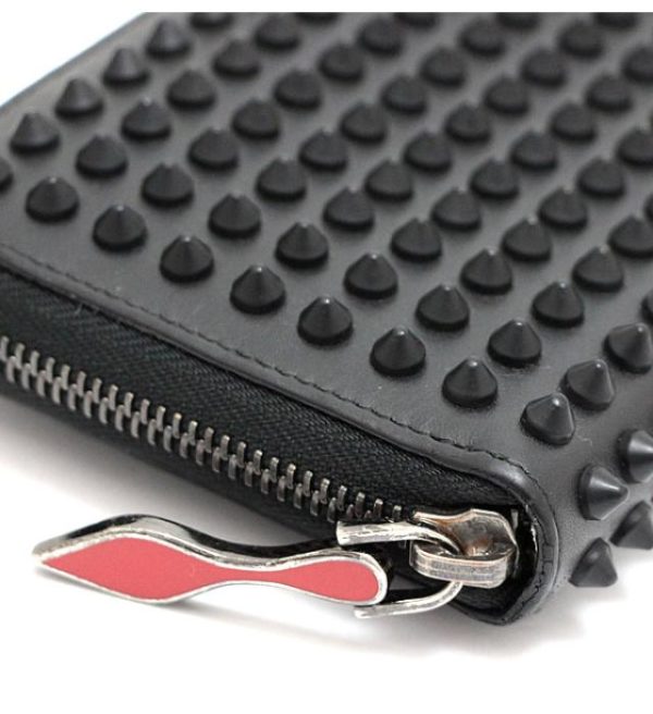 061494 02 Christian Louboutin Round Zipper Long Wallet Studs Black