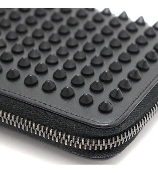 061494 05 Christian Louboutin Round Zipper Long Wallet Studs Black