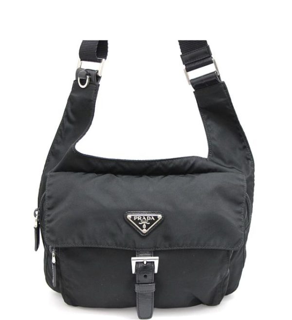 061582 00 1 Prada Shoulder Messenger Bag Nylon Black Triangle Logo