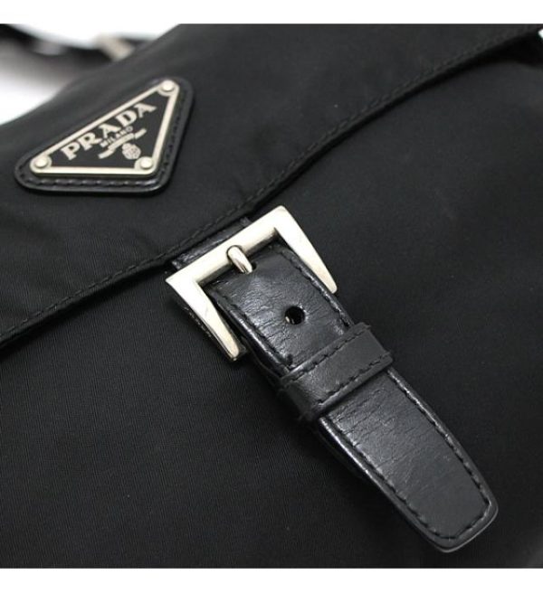 061582 07 Prada Shoulder Messenger Bag Nylon Black Triangle Logo