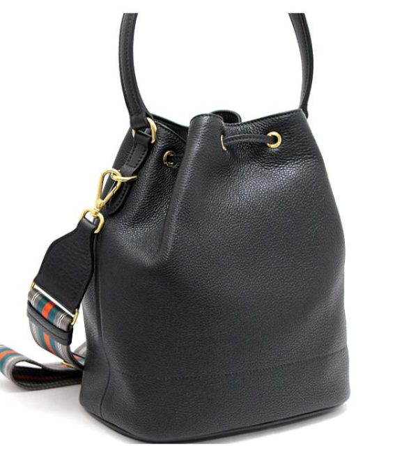 061589 01 Prada Leather Shoulder Bag Vitello Dyno Black