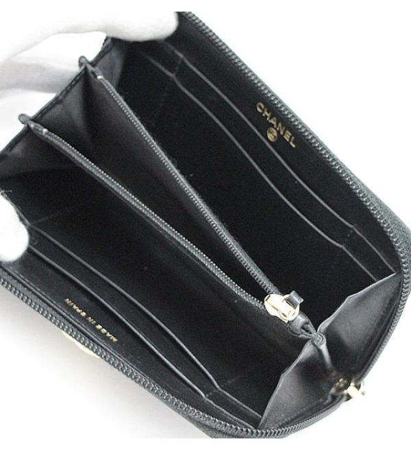 061608 03 Chanel Boy Round Fastener Compact Wallet Soft Caviar Black