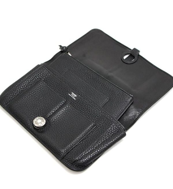 061669 02 Hermes Dogon GM Long Wallet Taurillon Clemence Black