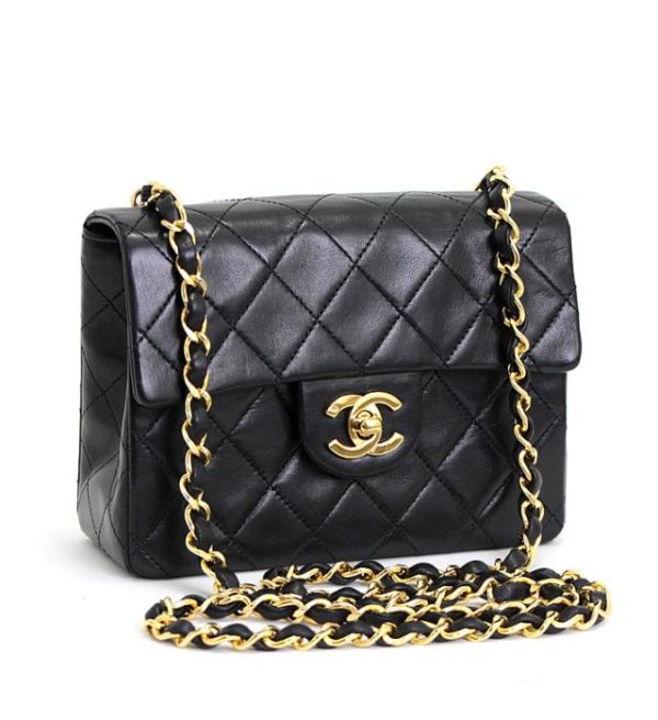 061696 00 1 Chanel Mini Matelasse Chain Shoulder Bag Lamb Black