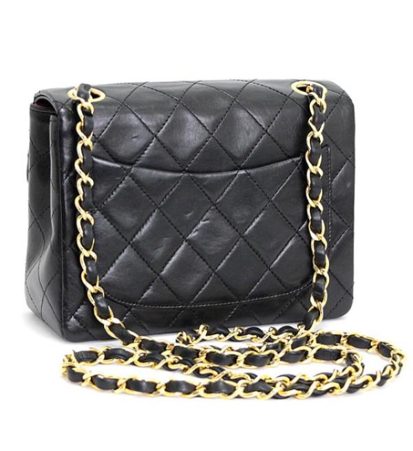 061696 01 Chanel Mini Matelasse Chain Shoulder Bag Lamb Black