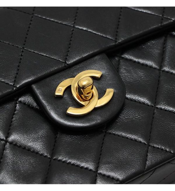 061696 04 Chanel Mini Matelasse Chain Shoulder Bag Lamb Black