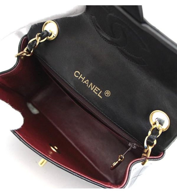 061696 07 Chanel Mini Matelasse Chain Shoulder Bag Lamb Black