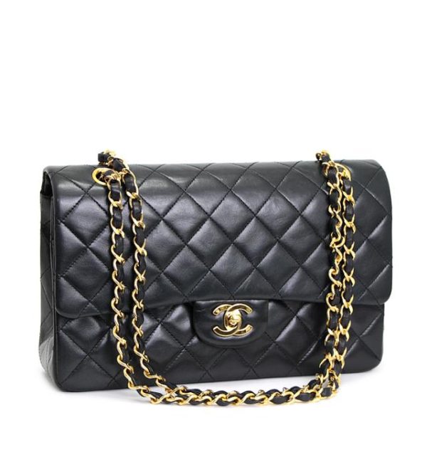 061700 00 1 Chanel Matelasse 25 Chain Shoulder Bag W Flap Lamb Black