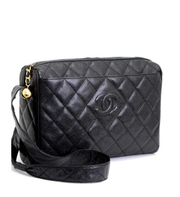 061705 00 1 Chanel Caviar Matelasse 30 Leather Shoulder Bag Black