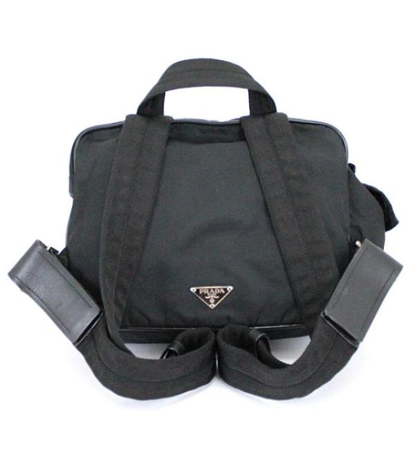 061746 01 Prada Backpack 2way Bag Black Nylon Triangle Logo