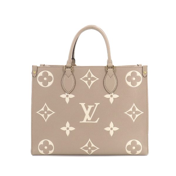 1 Louis Vuitton Bicolor Monogram Implant On The Go MM 2way Tote Shoulder Bag Tourtrail Creme