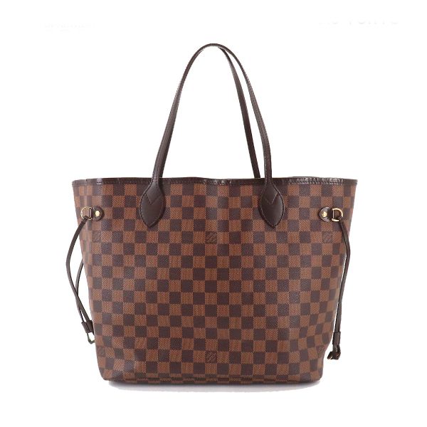 1 Louis Vuitton Damier Neverfull MM Tote Bag Ebene Cerise Brown Gold Hardware