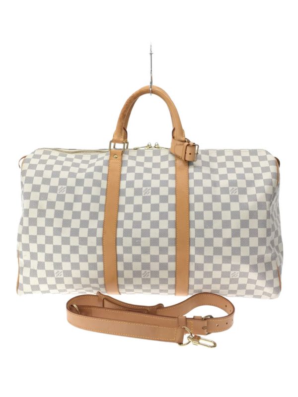 1 Louis Vuitton Keepall 50 Damier Azur Shoulder Bag White