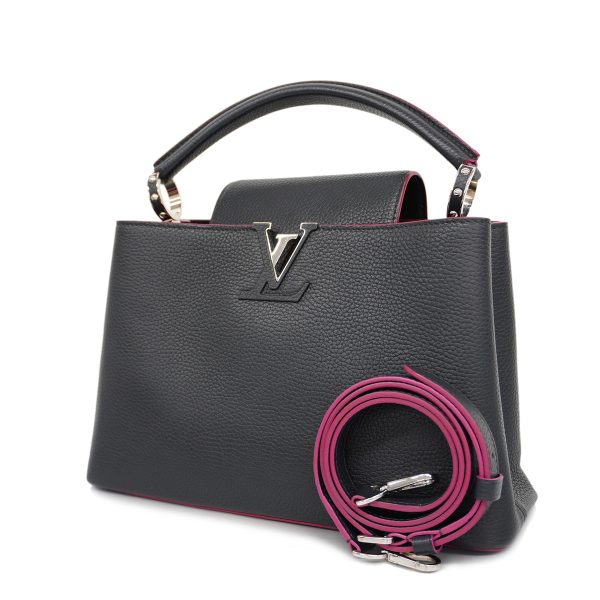 1 Louis Vuitton Taurillon Capucines PM Cobalt Fuchsia Marine Rouge Shoulder Bag