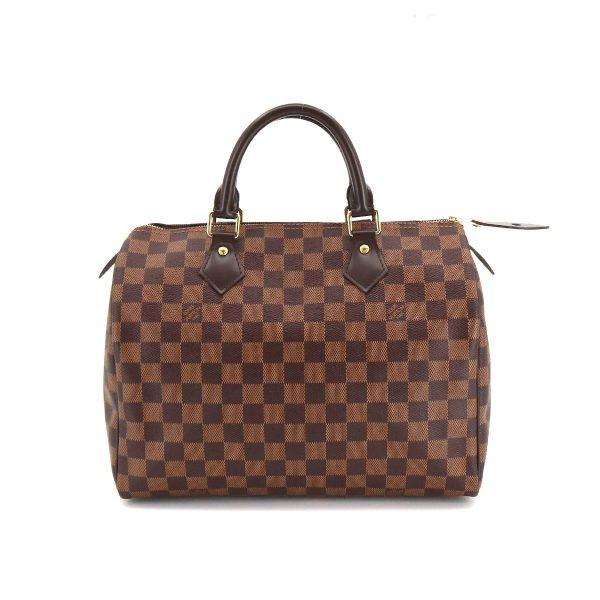 1 Louis Vuitton Damier Speedy 30 Hand Bag Ebene Brown Gold Hardware