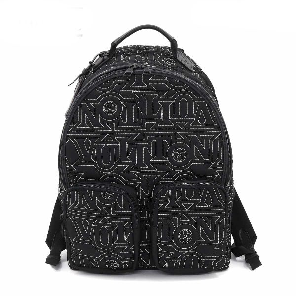 1 Louis Vuitton Backpack Multi pocket Rucksack Nylon Leather Black