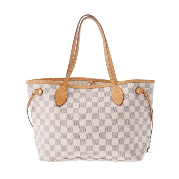 1 Louis Vuitton Damier Azur Neverfull PM White Canvas Handbag