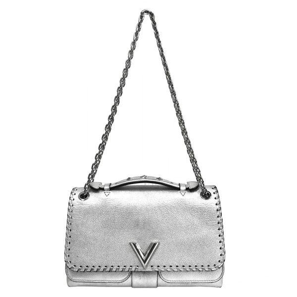 1 Louis Vuitton Silver Metallic Leather Braided Around Very Chain Bag