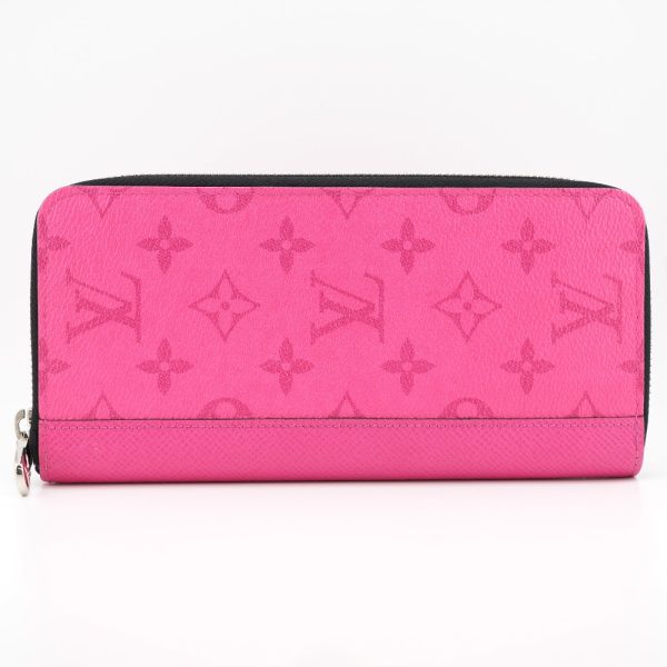 1 Louis Vuitton Zippy Wallet Vertical Coated Canvas Round Zipper Fuchsia Pink