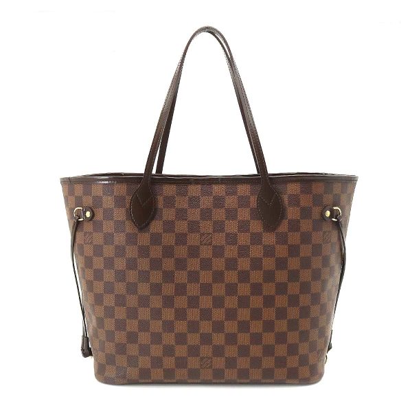 1 Louis Vuitton Damier Neverfull MM Tote Bag Ebene Brown Cerise Gold Metal Fittings