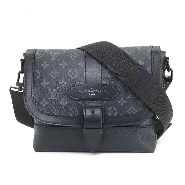 1 Louis Vuitton Monogram Eclipse Saumur Messenger PM Shoulder Bag Black