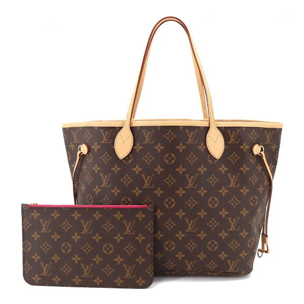 1 Louis Vuitton Monogram Neverfull MM Tote Bag Brown Pivoine