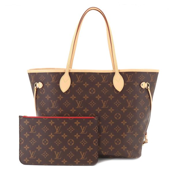 1 Louis Vuitton Monogram Neverfull MM Tote Bag Brown