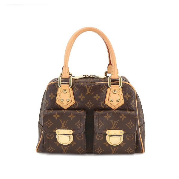 1 Louis Vuitton Monogram Manhattan PM Hand Bag Brown Gold Hardware