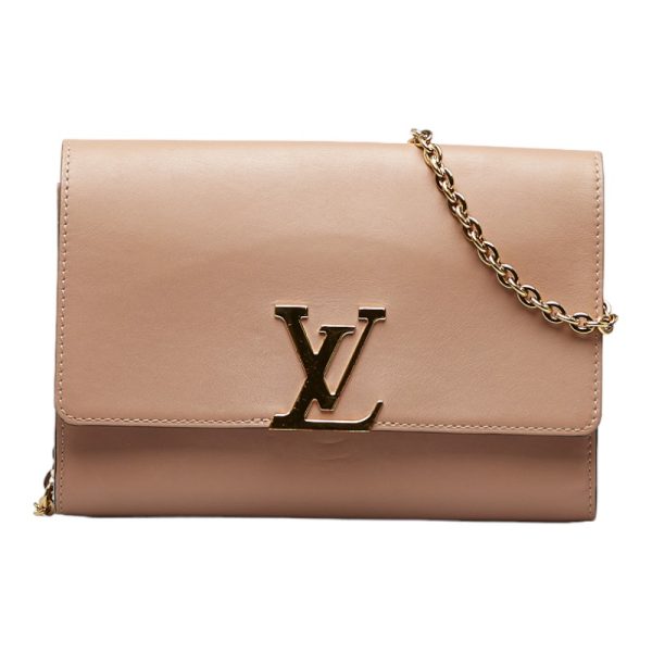 1 Louis Vuitton Pochette GM Chain Shoulder Bag Nude Beige Pink