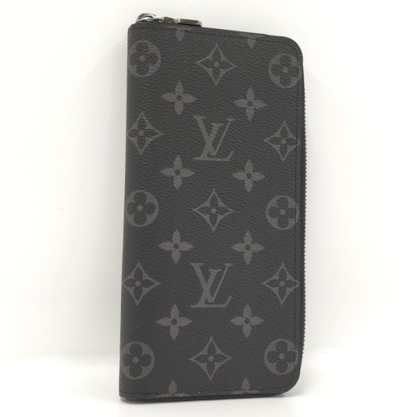 1 Louis Vuitton Vertical Round Zipper Long Wallet Eclipse Black