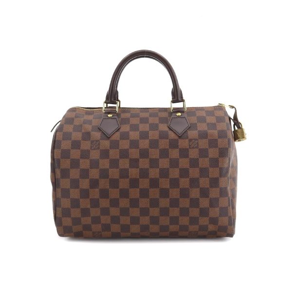 1 Louis Vuitton Damier Speedy 30 Hand Bag Ebene Brown Gold Hardware