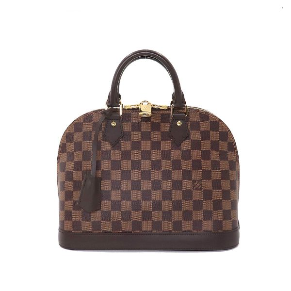 1 Louis Vuitton Damier Alma PM Hand Bag Ebene Brown Gold Metal Fittings