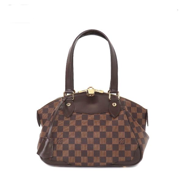 1 Louis Vuitton Damier Verona PM Hand Bag Ebene Brown Gold Hardware