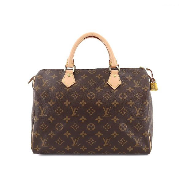 1 Louis Vuitton Monogram Speedy 30 Hand Bag Brown RFID Gold Hardware