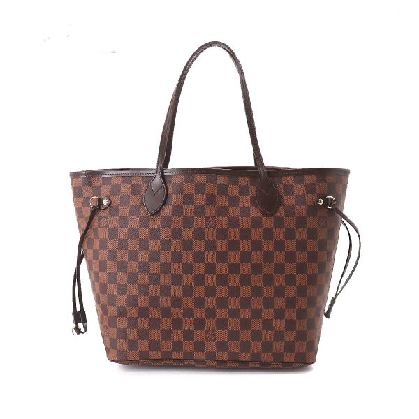 1 Louis Vuitton Damier Neverfull MM Tote Bag Ebene Brown Gold Metal Fittings