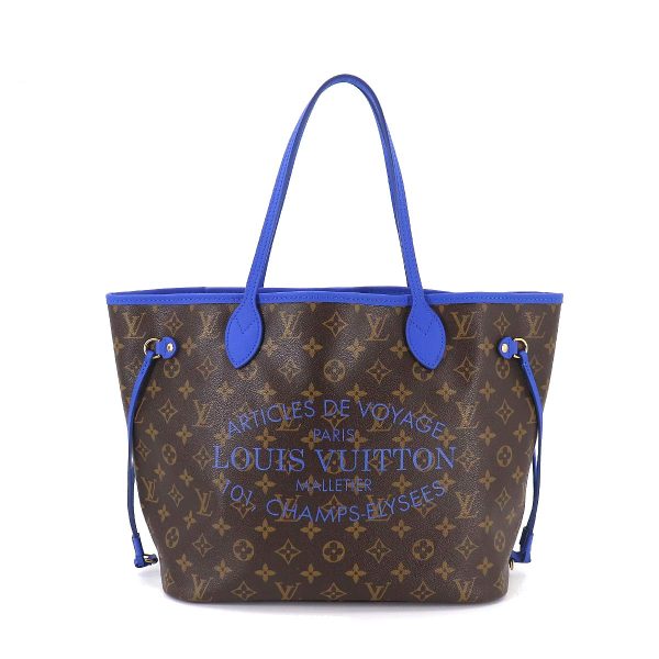 1 Louis Vuitton Monogram Ikat Flower Neverfull MM Tote Bag Grand Blue