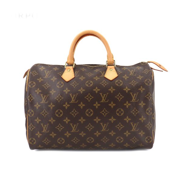 1 Louis Vuitton Monogram Speedy 35 Hand Bag Brown Gold Hardware